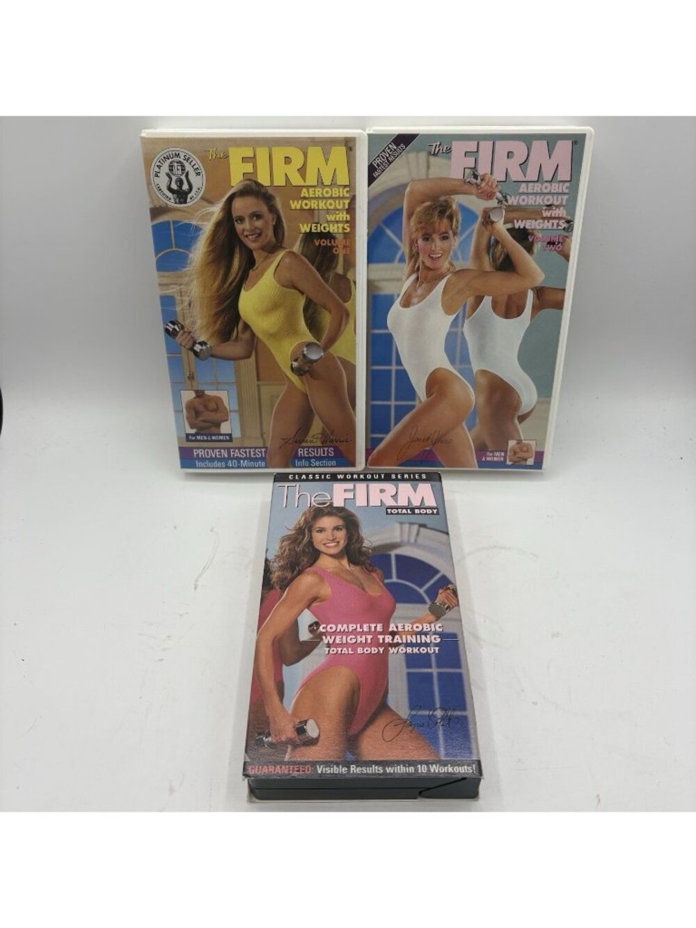 Lot of 3 The Firm Aerobic Workout With Weights VHS Vol 1 2 Total Body
